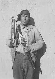 Governor Zia Pueblo with two canes. 1936